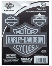 KIT 3 ADESIVOS COM EFEITO CROMADO H-D BAR & SHIELD