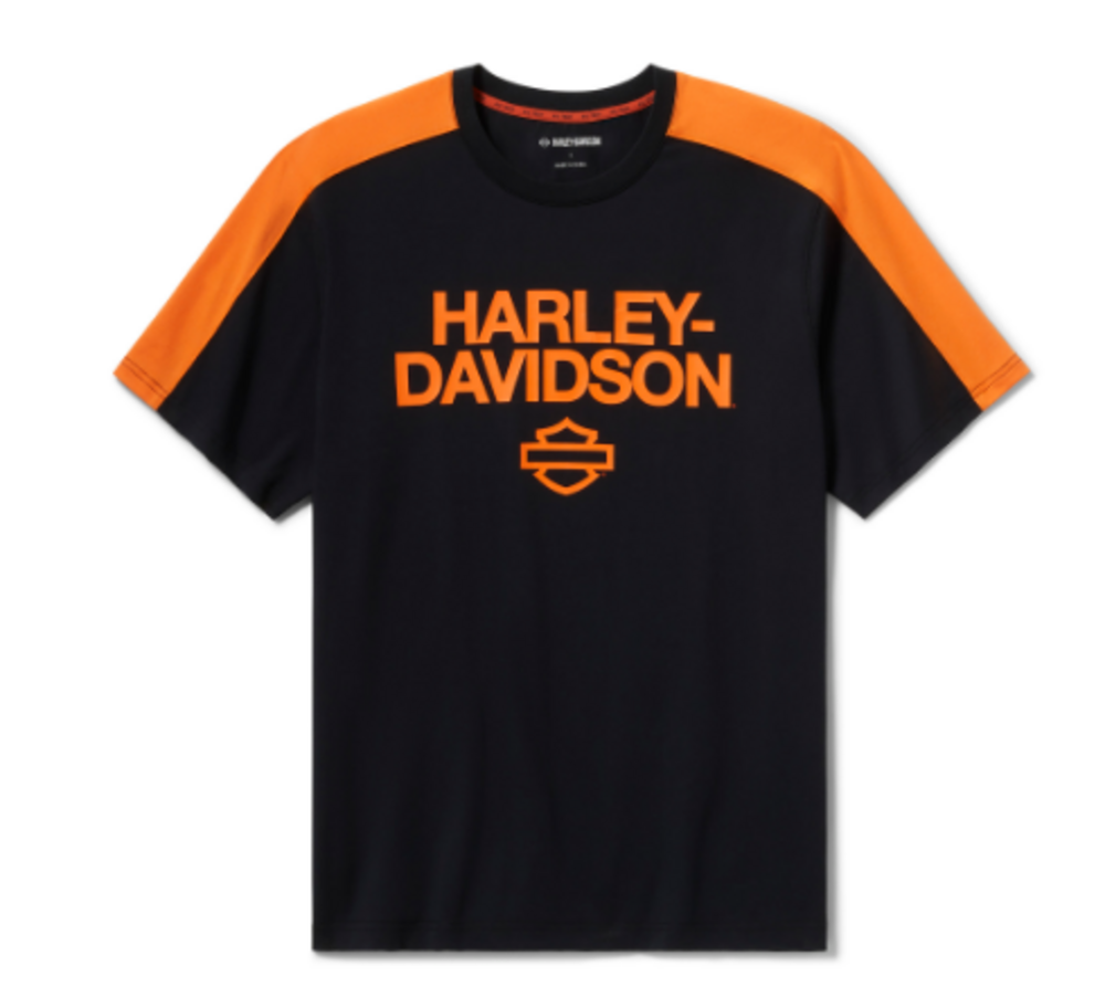 galeria CAMISETA MASCULINA H-D TECH COOLMAX ORANGE/BLACK