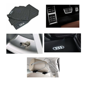 Kit Essencial Audi Q5 (Jg de Tapetes, Jg de Pedaleira, Capa de Válvula, Audi Beam e Cabide)