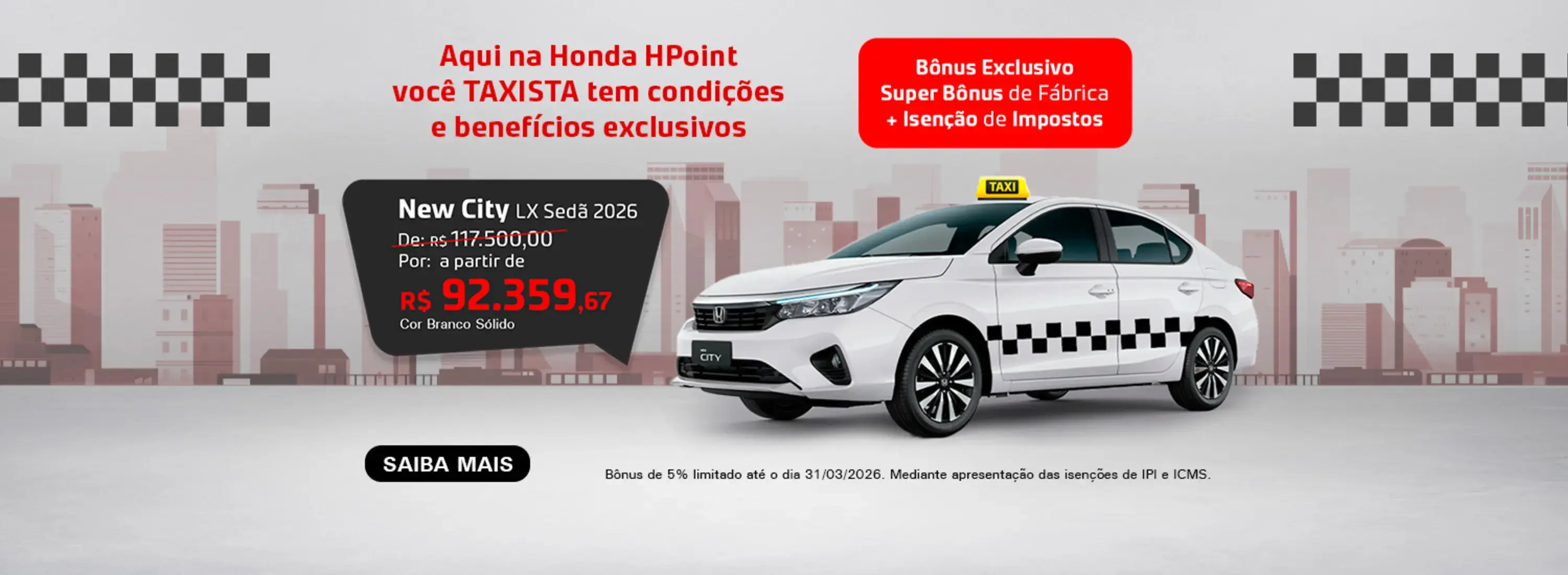 Condições Especiais para Taxi