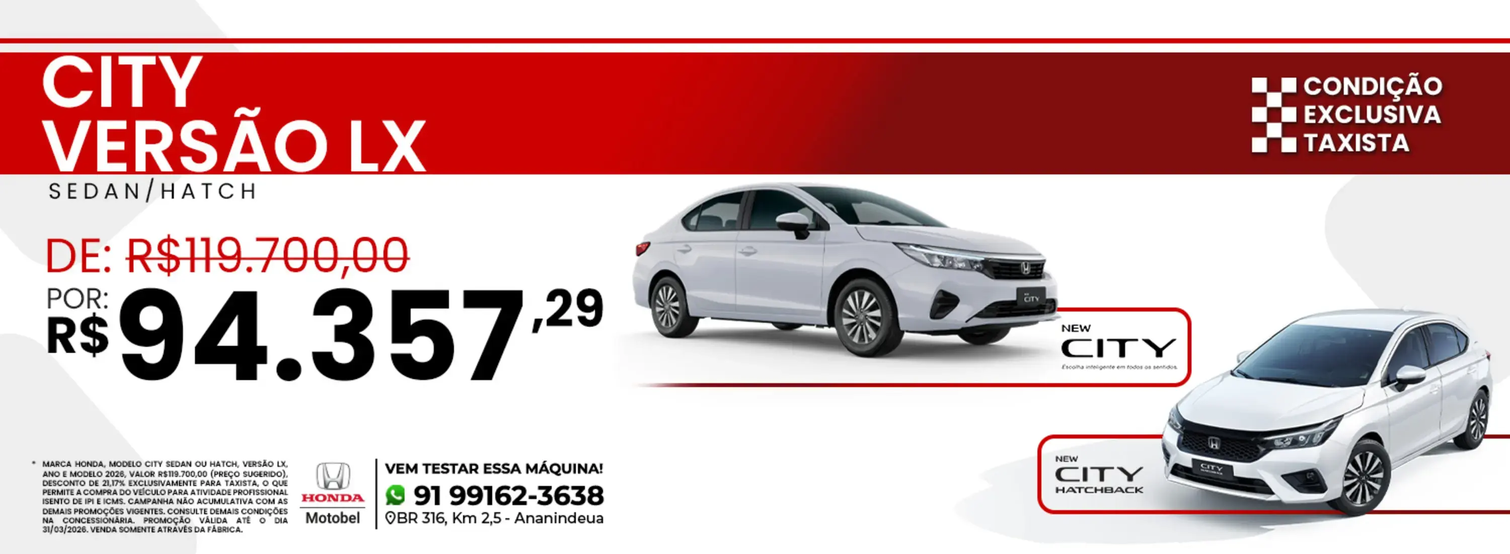 CAMPANHA CITY SEDAN/HATCH TAXISTA MARÇO