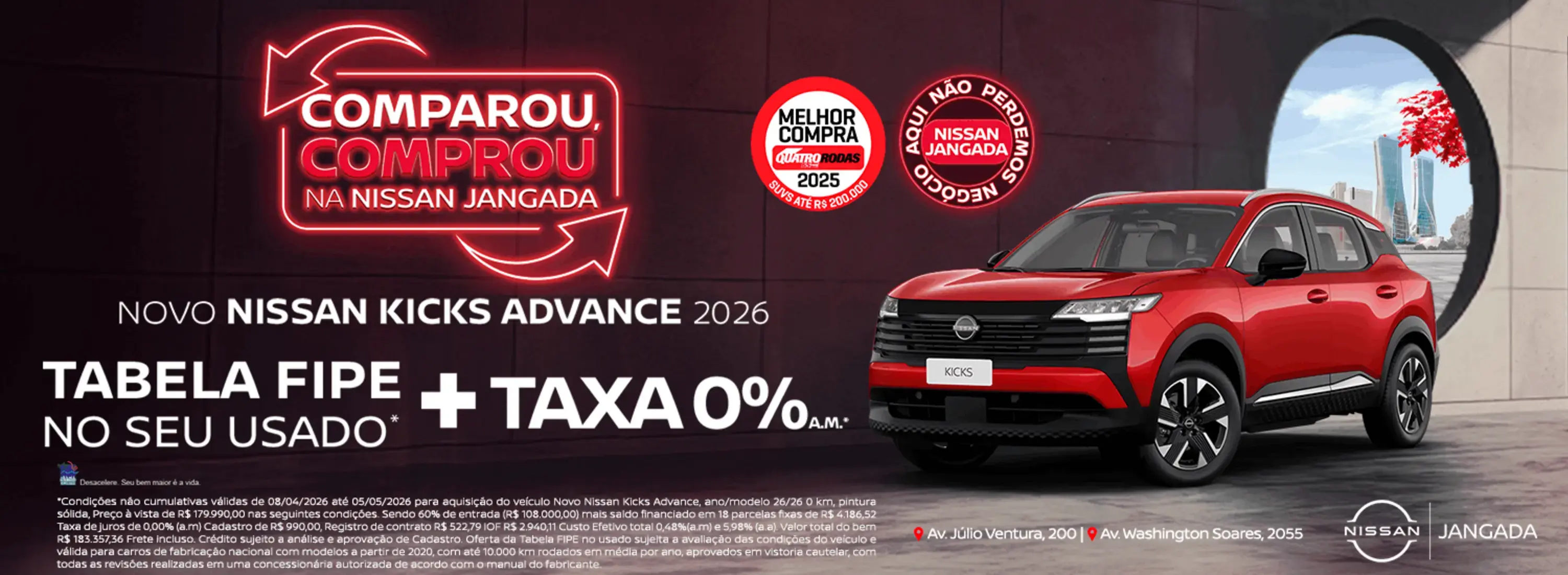 VAREJO ABRIL - NOVO KICKS - TX 0% + FIPE
