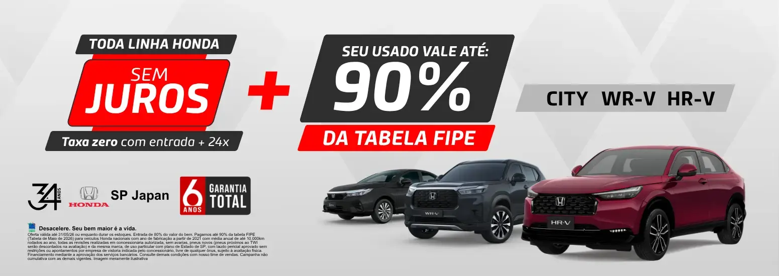 TODA LINHA HONDA COM TAXA ZERO