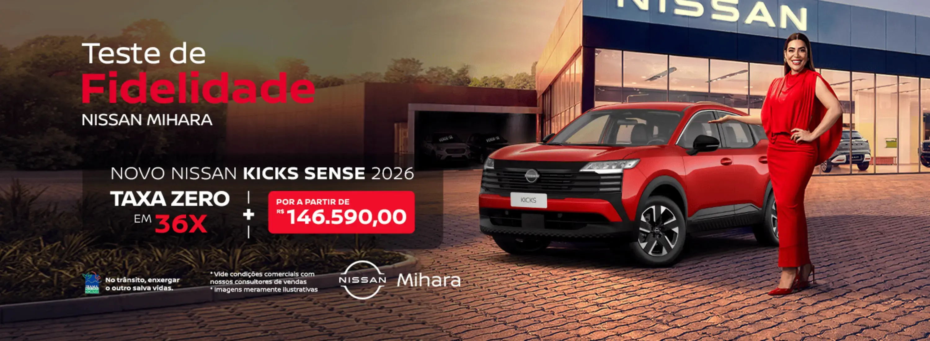 TESTE DE FIDELIDADE NOVO NISSAN KICKS SENSE 2026 TAXA ZERO EM 36X POR A PARTIR DE R$ 146.590 MIL