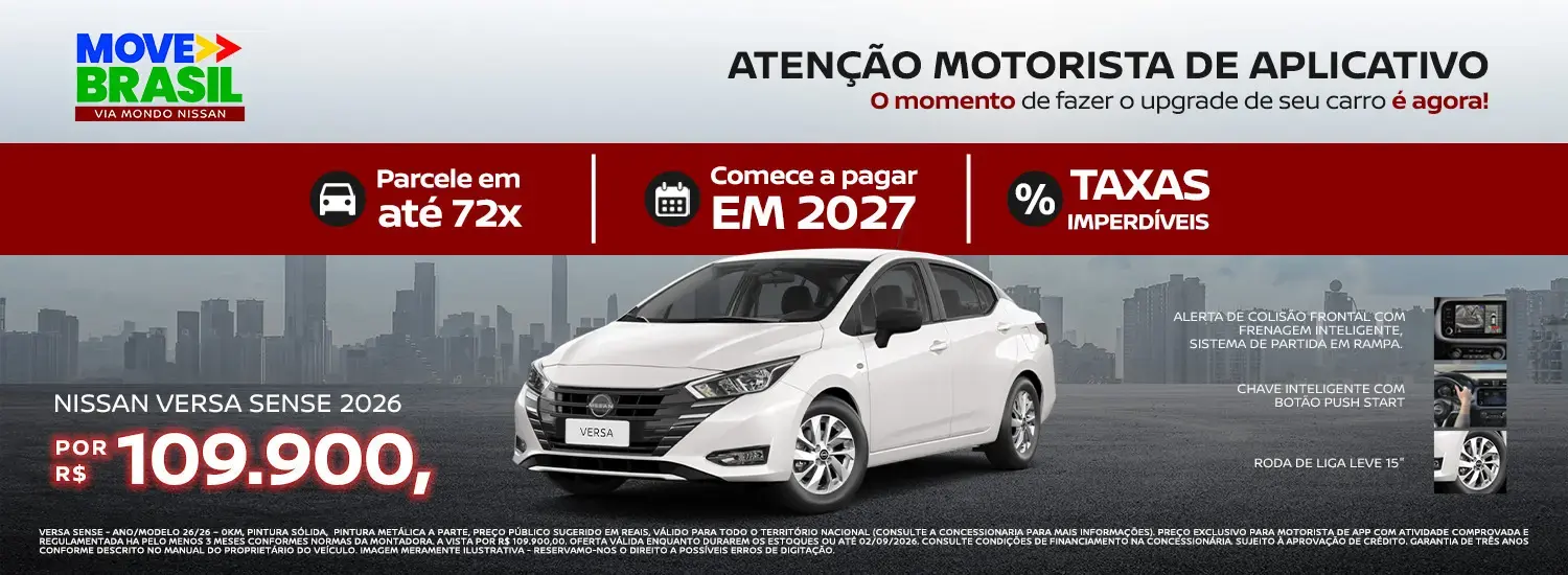 NISSAN VERSA SENSE MOVE BRASIL AGOSTO