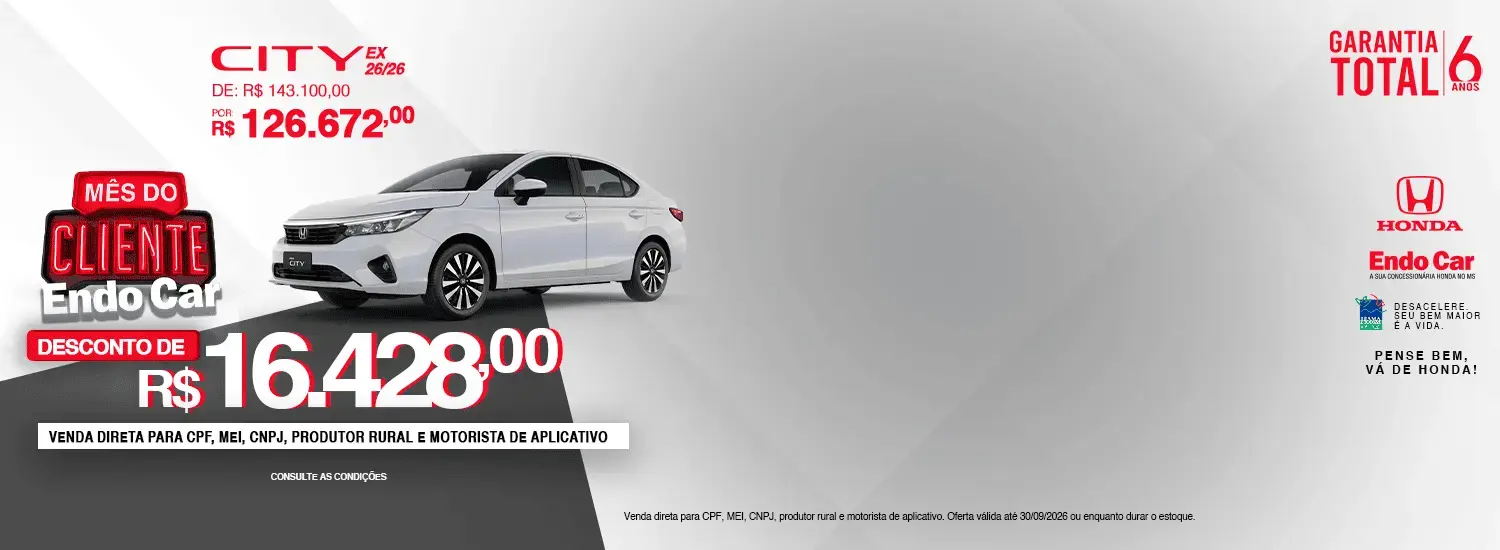 City Sedan EX - Venda Direta - CNPJ/Produtor Rural/Motorista de App