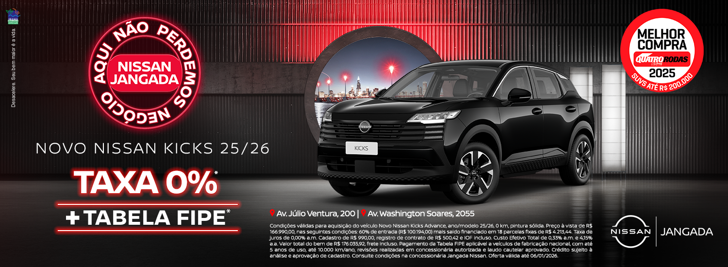 NOVO KICKS DEZEMBRO 2026