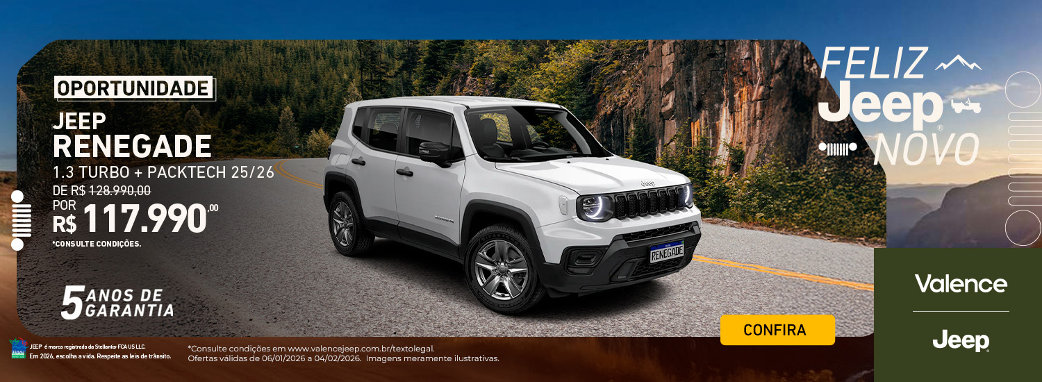 JEEP RENEGADE 1.3 TURBO + PACKTECH JANEIRO 2026