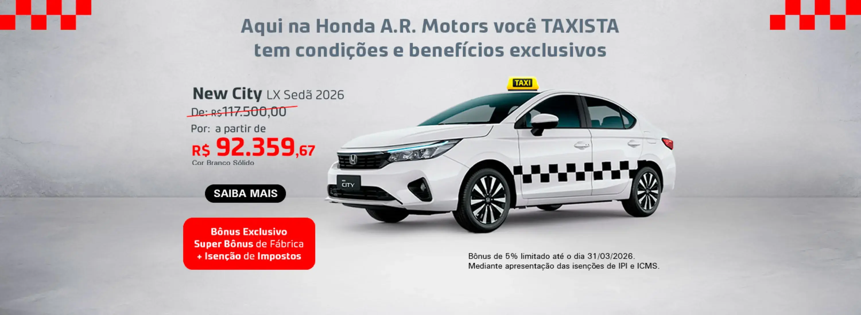 Condições Especiais para Taxi