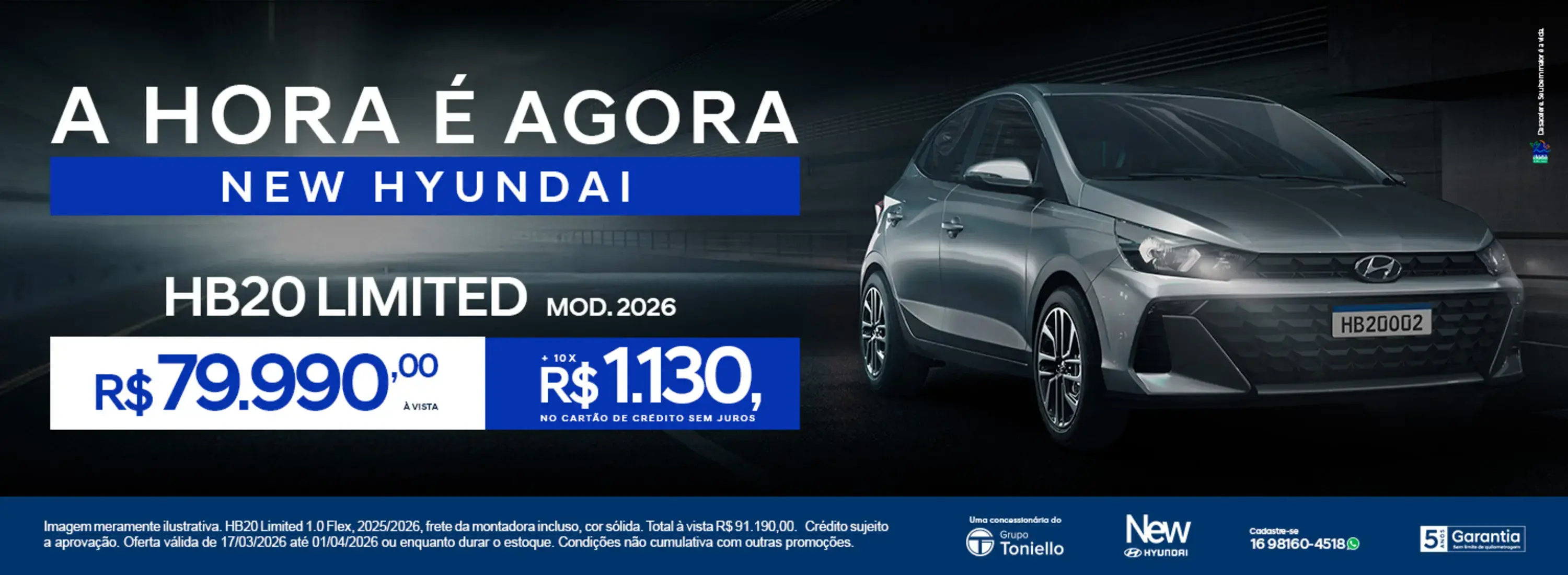 A hora é agora. New HB20 a partir R$91.190,00
