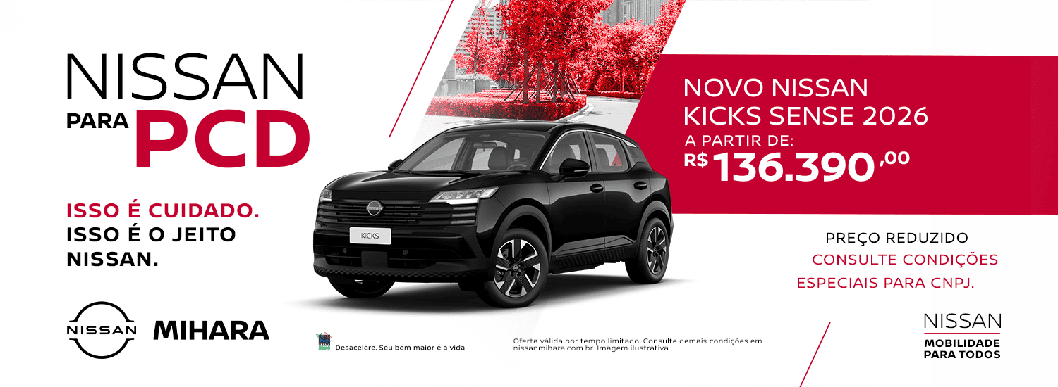 NISSAN PARA PCD - NISSAN KICKS SENSE 2026 A PARTIR DE 136.990,00 