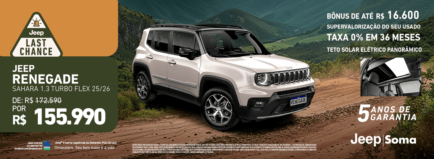 OFERTA - DEZEMBRO I RENEGADE SAHARA