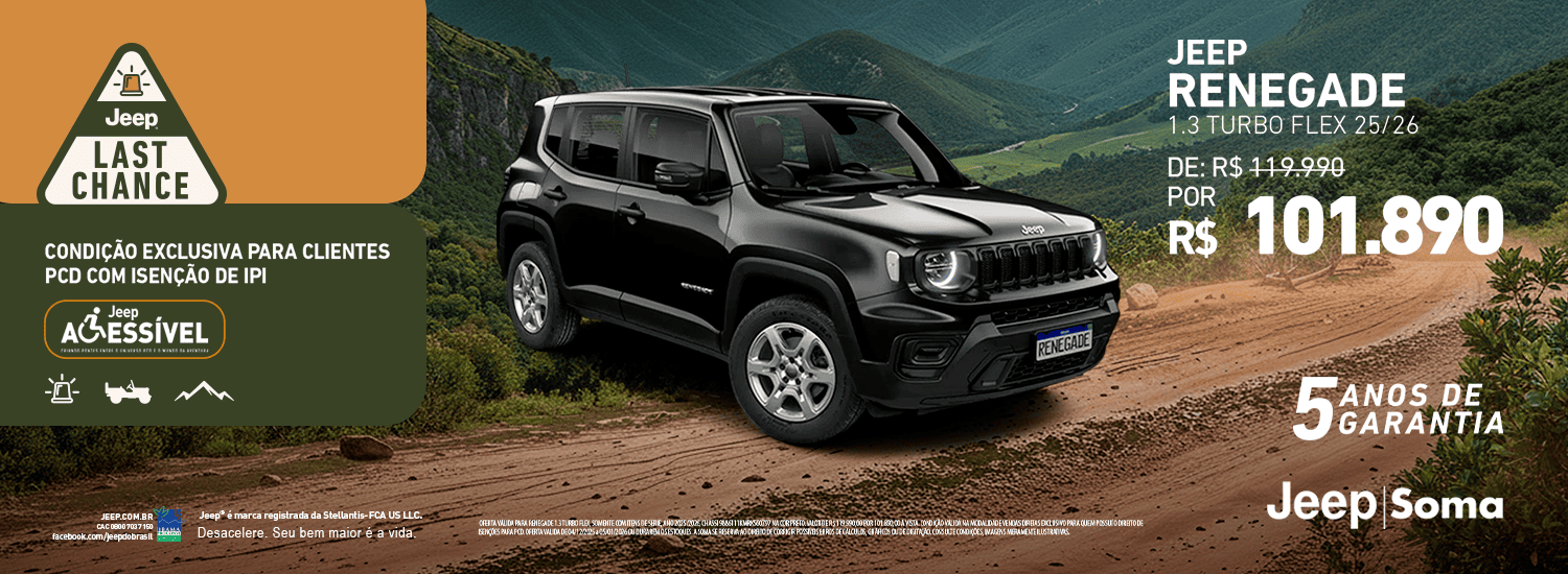 OFERTA - DEZEMBRO I RENEGADE PCD