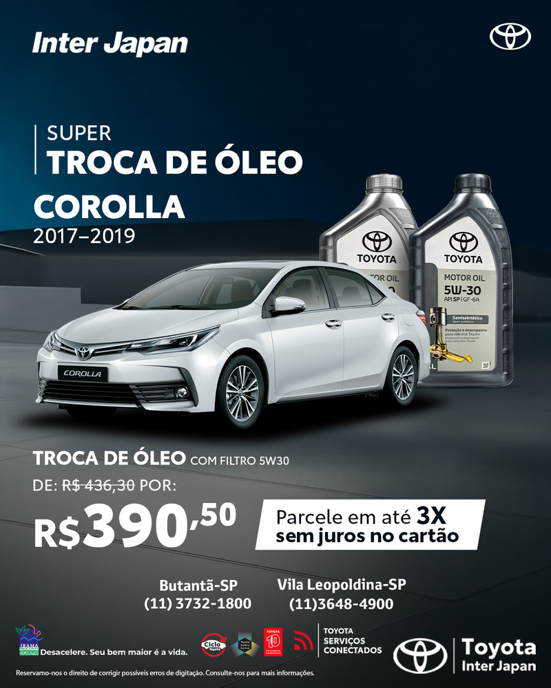 Super Troca de Óleo Corolla 2017 - 2019