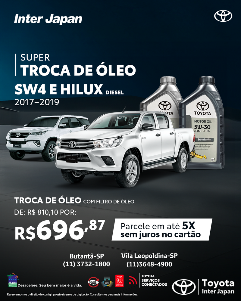 Super Troca de Óleo Hilux Diesel 2017 - 2019