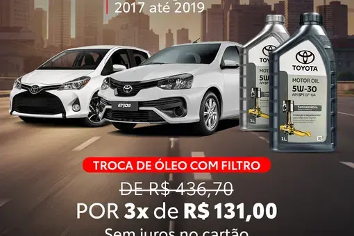 Troca de Óleo Yaris/Etios 2017 até 2019