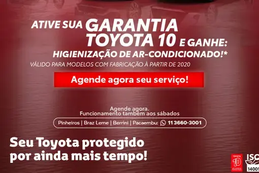 Ative sua Garantia Toyota 10!