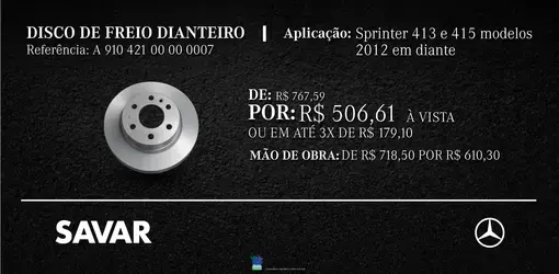 DISCO DE FREIO DIANTEIRO SPRINTER
