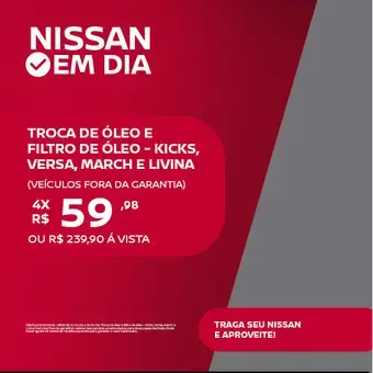Troca de óleo e filtro de óleo kicks Versa Ma