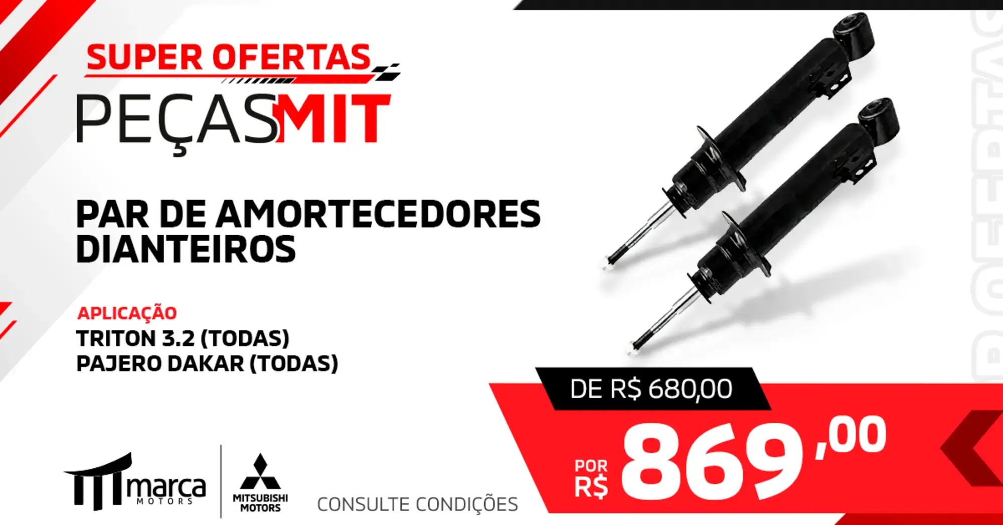 Par de amortecedores dianteiros