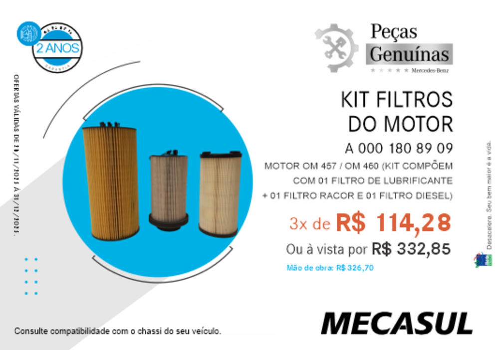 KIT FILTROS DO MOTOR
