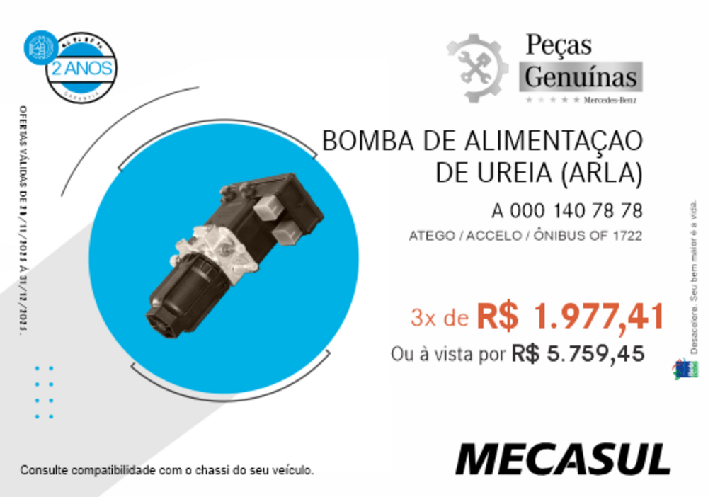 BOMBA DE ALIMENTAÇÃO DE UREIA (ARLA)