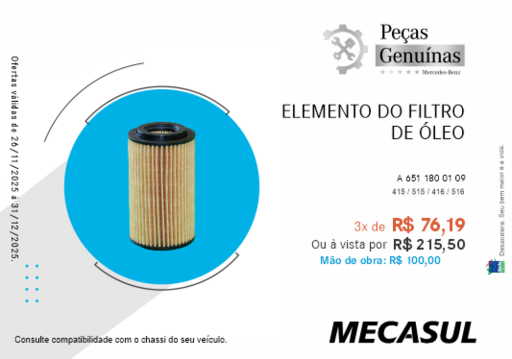 ELEMENTO DO FILTRO DE ÓLEO