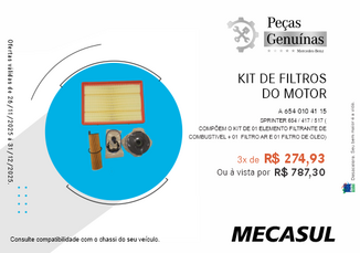 KIT DE FILTROS DO MOTOR