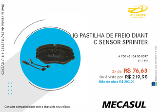 JG PASTILHA DE FREIO DIANT C SENSOR SPRINTER