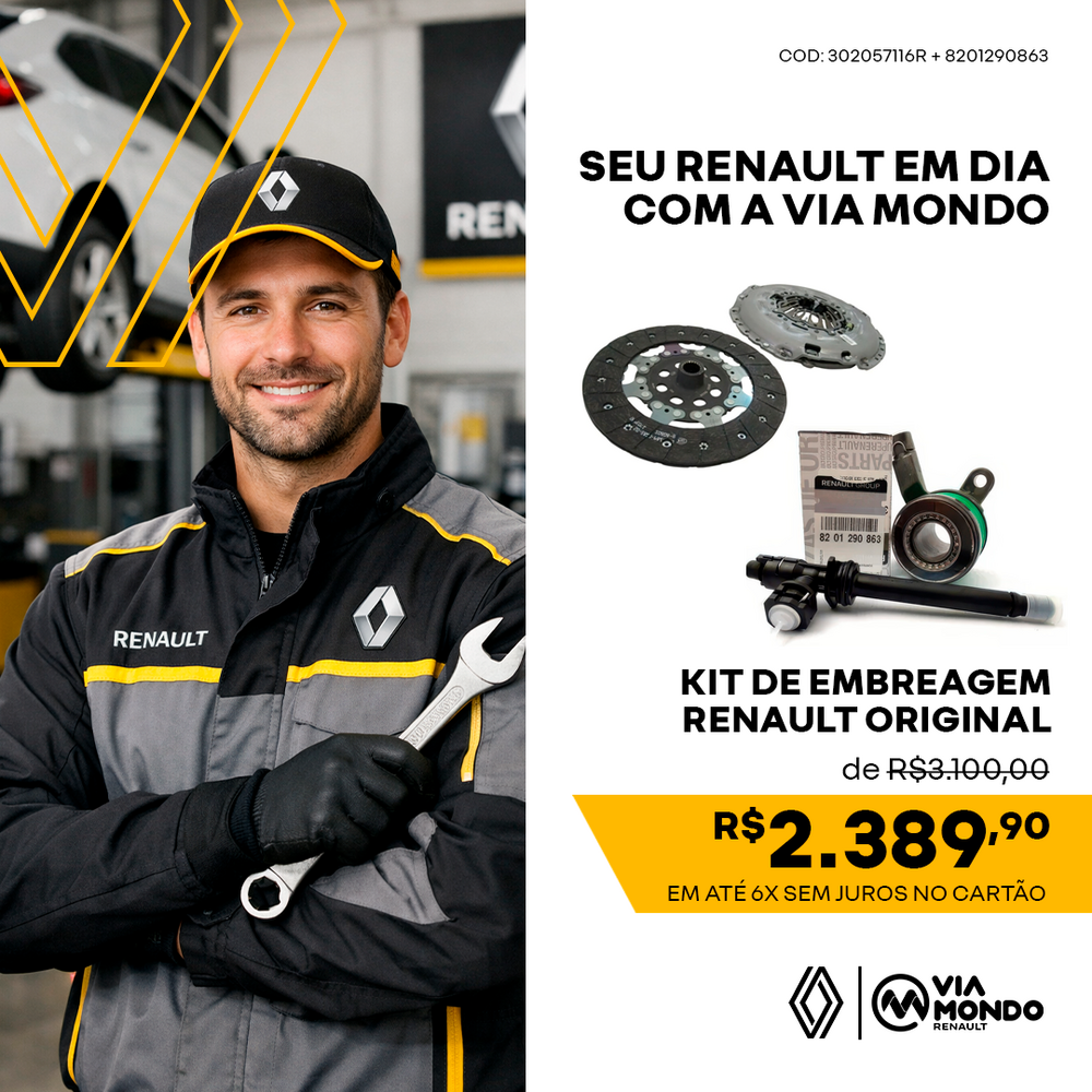 KIT DE EMBREAGEM RENAULT ORIGINAL