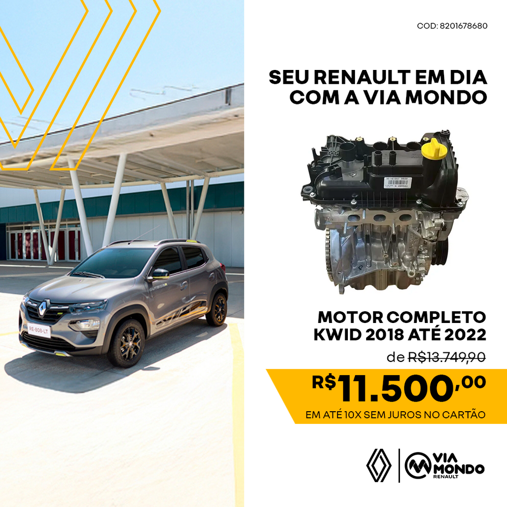 MOTOR COMPLETO RENAULT KWID 2018 ATÉ 2022 ORIGINAL