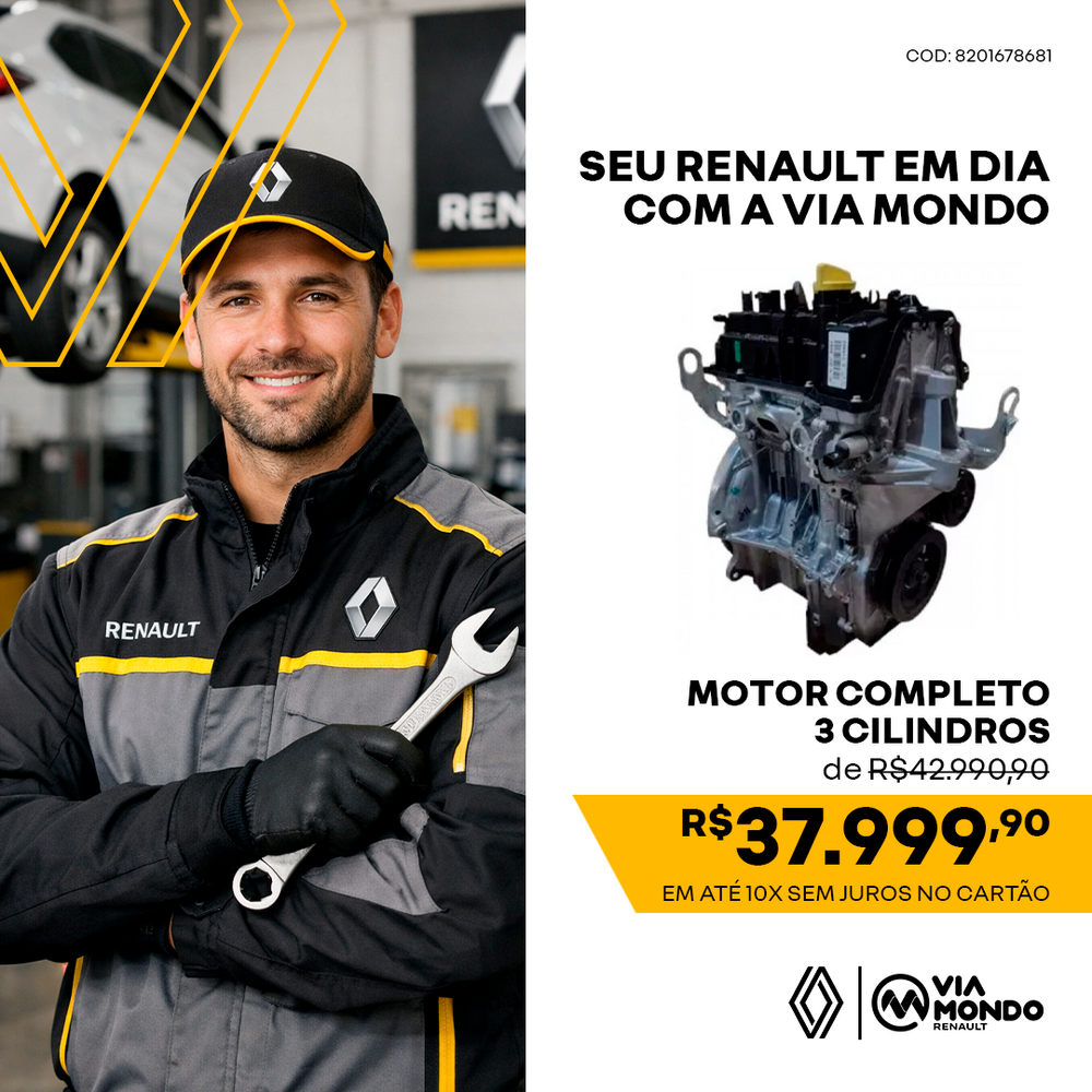 MOTOR COMPLETO RENAULT 3 CILINDROS ORIGINAL