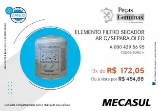 ELEMENTO FILTRO SECADOR AR C/SEPARA ÓLEO