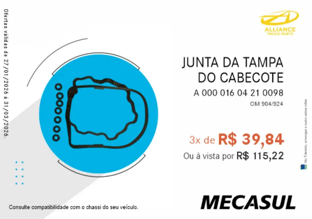 JUNTA DA TAMPA DO CABEÇOTE