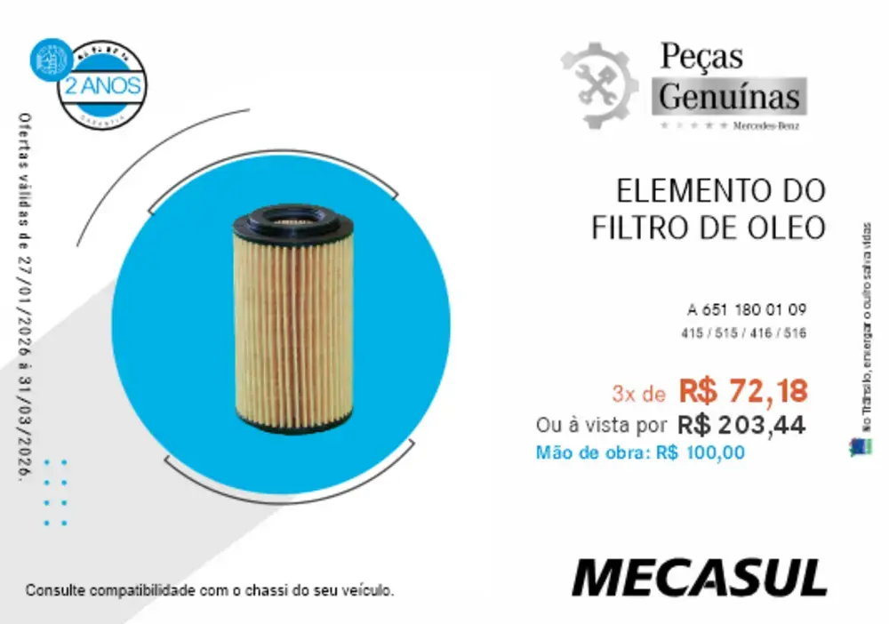 ELEMENTO DO FILTRO DE ÓLEO