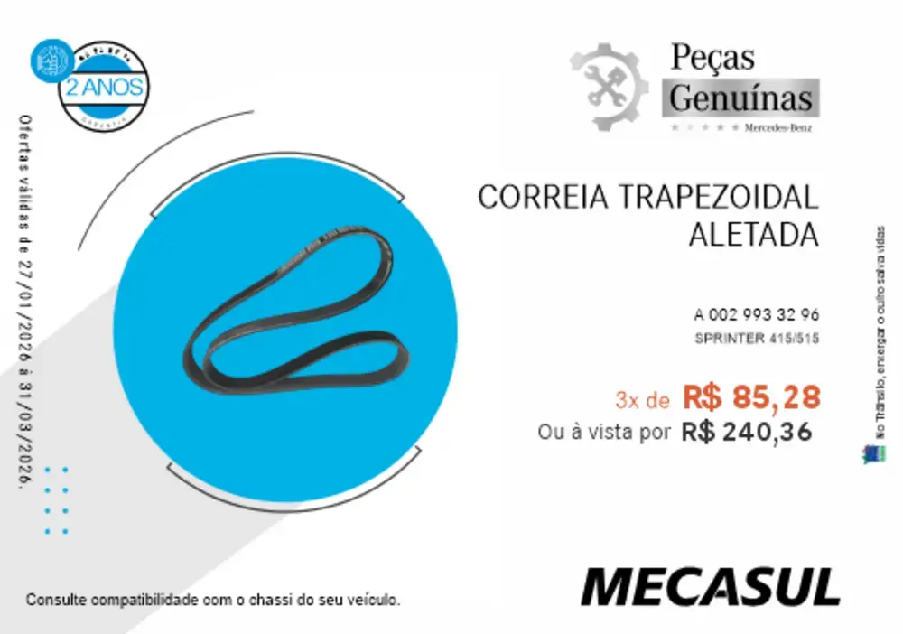 CORREIA TRAPEZOIDAL ALETADA