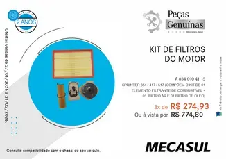 KIT DE FILTROS DO MOTOR