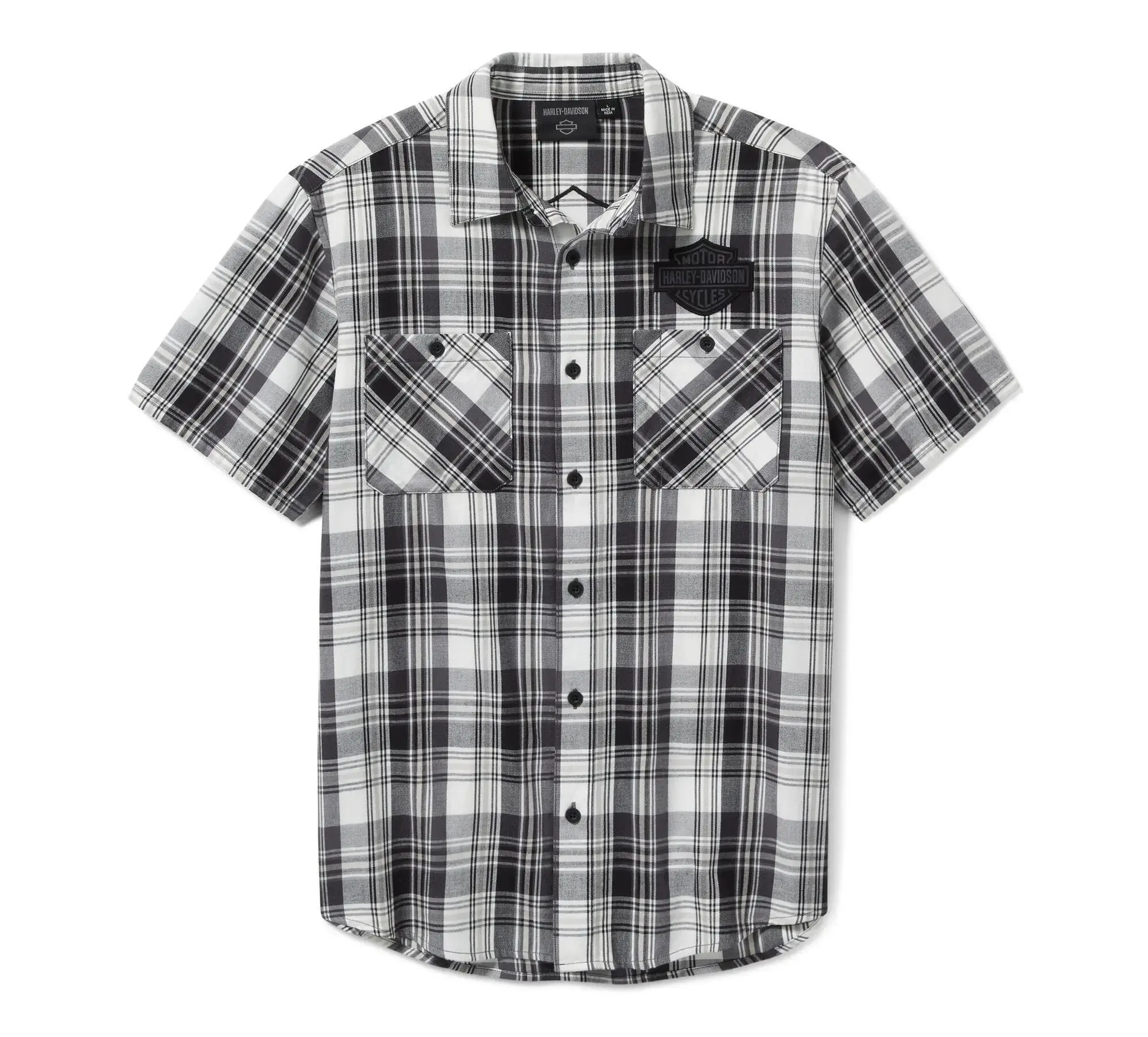 Men's Bar & Shield Plaid Shirt - Ghost Grey & Asphalt