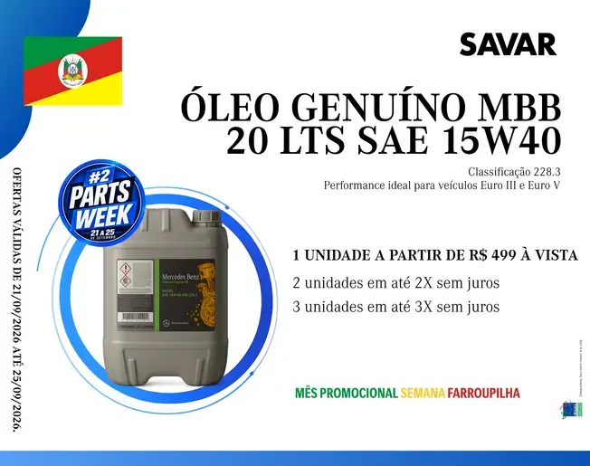 ÓLEO GENUÍNO MBB 20 LTS SABE 15W40 - 228.3