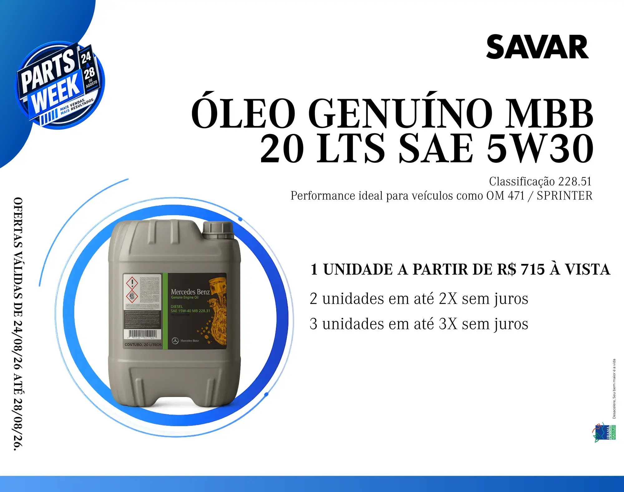 ÓLEO GENUÍNO MBB 20 LTS SAE 5W30 - PARTS WEEK