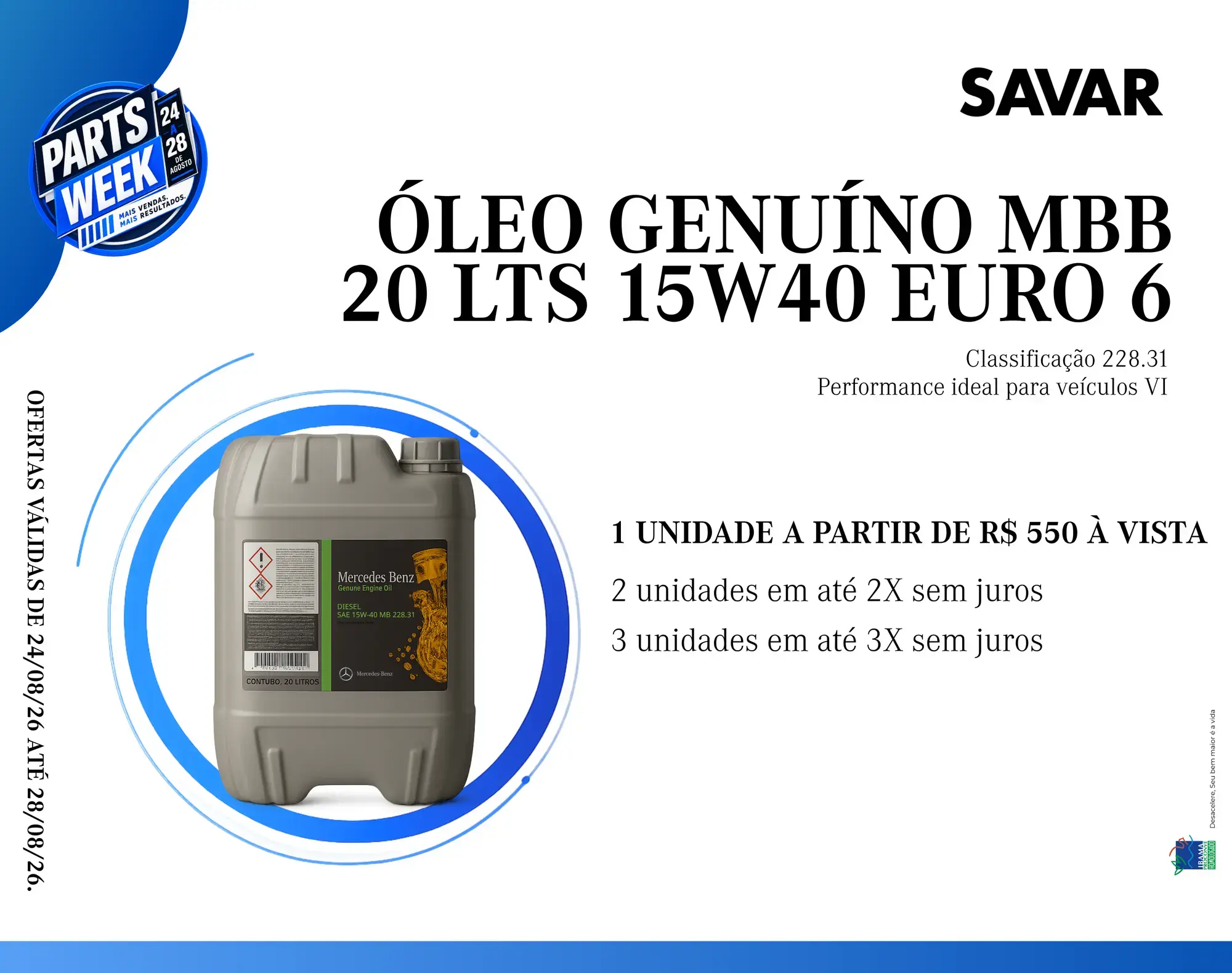 ÓLEO GENUÍNO MBB 20 LTS 15W40 EURO 6