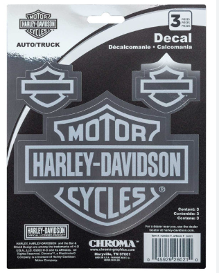 galeria KIT 3 ADESIVOS COM EFEITO CROMADO H-D BAR & SHIELD