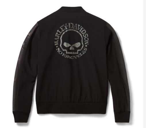 galeria JAQUETA DE VISCOSE FEMININA BOMBER BLING SKULL