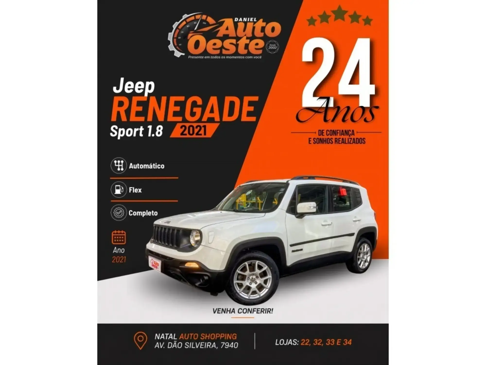 Jeep Renegade 1.8 16V FLEX 4P AUTOMÁTICO 2021